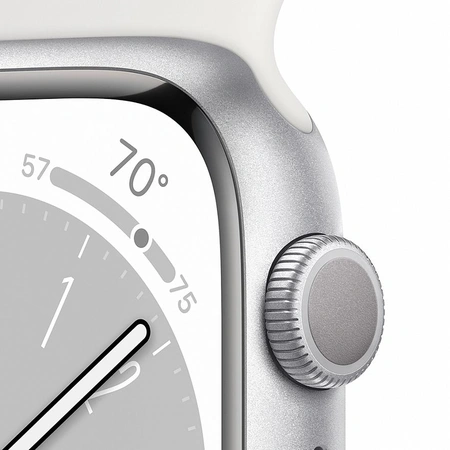 Фото-5 Умные часы Apple Watch Series 8 45 мм, GPS, алюминий серебристый, спортивный ремешок белого цвета 