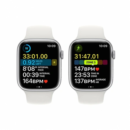 Фото-3 Умные часы Apple Watch Series 8 45 мм, GPS, алюминий серебристый, спортивный ремешок белого цвета 