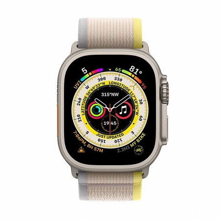 Фото-4 Умные часы Apple Watch Ultra 49 мм, GPS + Cellular, титан, ремешок Trail жёлтый / бежевый