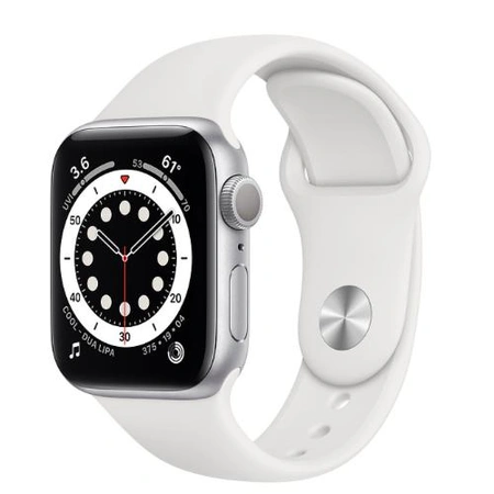 Фото-1 Умные часы Apple Watch Series 6 40 мм, алюминий серебристый, спортивный ремешок белого цвета