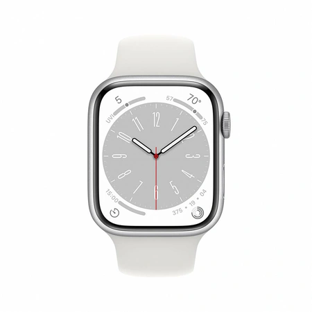 Фото-6 Умные часы Apple Watch Series 8 45 мм, GPS, алюминий серебристый, спортивный ремешок белого цвета 