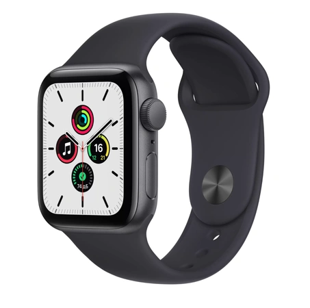 фото главное Умные часы Apple Watch SE GPS 40 мм, алюминий «серый космос», спортивный ремешок цвета "тёмная ночь"