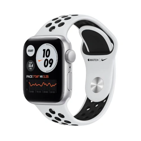 фото главное Умные часы Apple Watch Nike SE 40 мм, алюминий серебристый, спортивный ремешок Nike цвета «чистая платина/чёрный»