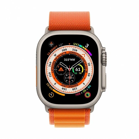 Фото-4 Умные часы Apple Watch Ultra 49 мм, GPS + Cellular, титан, ремешок Alpine оранжевый