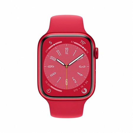 Фото-6 Умные часы Apple Watch Series 8 45 мм, GPS, алюминий (PRODUCT)RED, спортивный ремешок красного цвета