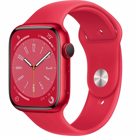 Фото-1 Умные часы Apple Watch Series 8 45 мм, GPS, алюминий (PRODUCT)RED, спортивный ремешок красного цвета