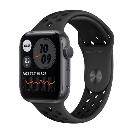 Фото-1 Умные часы Apple Watch Nike Series 6 44 мм, алюминий «серый космос», спортивный ремешок Nike цвета «антрацитовый/чёрный»