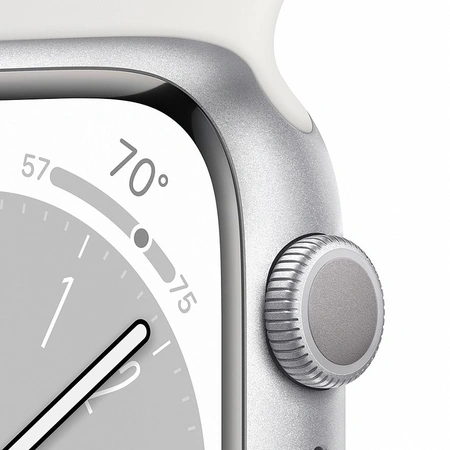Фото-5 Умные часы Apple Watch Series 8 41 мм, GPS, алюминий серебристый, спортивный ремешок белого цвета