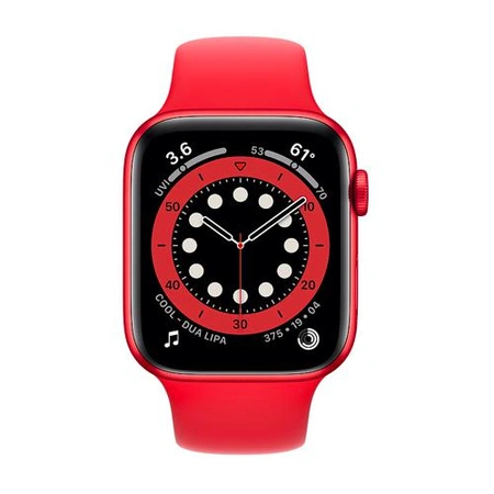 Фото-2 Умные часы Apple Watch Series 6 44 мм, алюминий (PRODUCT)RED, спортивный ремешок красного цвета