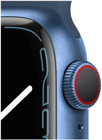 Фото-2 Часы Apple Watch Series 7 GPS 45mm Aluminum Case with Sport Band (Синий / Синий омут) MKN83