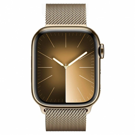 Фото-1 Умные часы Apple Watch Series 9 41 мм, стальные, браслет миланская петля, золотого цвета