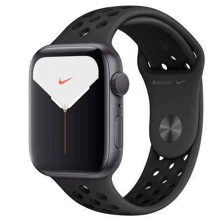 фото главное Умные часы Apple Watch Nike Series 5 44 мм, алюминий «серый космос», спортивный ремешок Nike цвета «антрацитовый/чёрный»