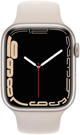 Фото-1 Часы Apple Watch Series 7 GPS 45mm Aluminum Case with Sport Band (Белый/ Сияющая звезда)