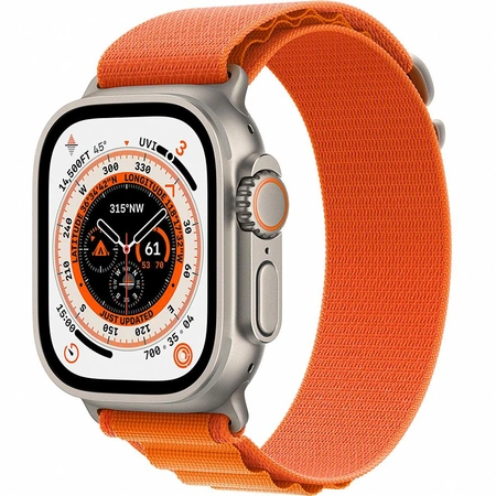 Фото-1 Умные часы Apple Watch Ultra 49 мм, GPS + Cellular, титан, ремешок Alpine оранжевый