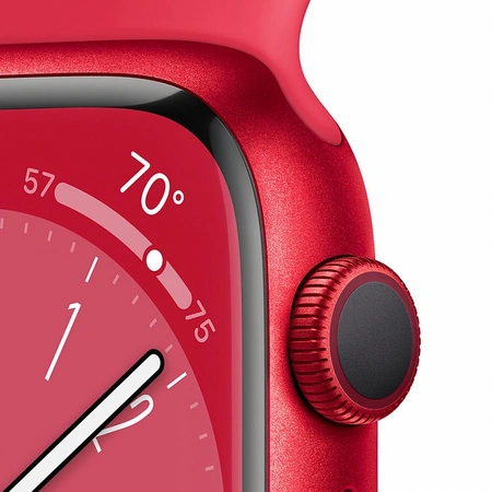 Фото-5 Умные часы Apple Watch Series 8 45 мм, GPS, алюминий (PRODUCT)RED, спортивный ремешок красного цвета