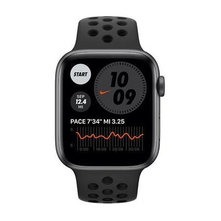 Фото-2 Умные часы Apple Watch Nike Series 6 44 мм, алюминий «серый космос», спортивный ремешок Nike цвета «антрацитовый/чёрный»