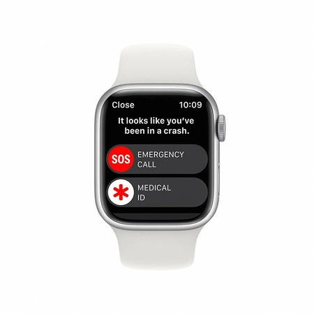 Фото-4 Умные часы Apple Watch Series 8 41 мм, GPS, алюминий серебристый, спортивный ремешок белого цвета 