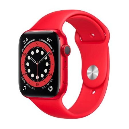 фото главное Умные часы Apple Watch Series 6 44 мм, алюминий (PRODUCT)RED, спортивный ремешок красного цвета