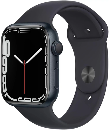 фото главное Часы Apple Watch Series 7 GPS 45mm Aluminum Case with Sport Band (Черный/ Темная ночь)