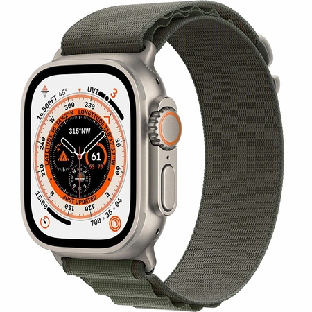 Фото-1 Умные часы Apple Watch Ultra 49 мм, GPS + Cellular, титан, ремешок Alpine зелёный