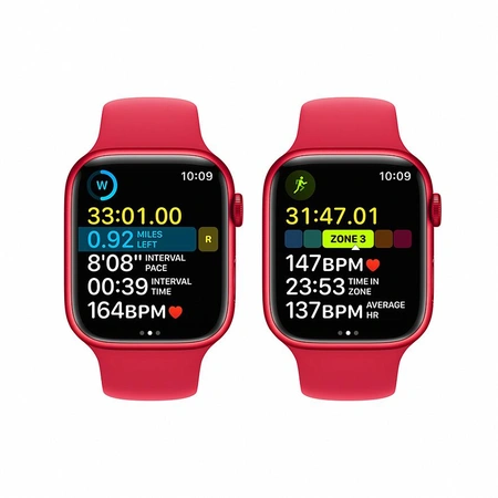 Фото-3 Умные часы Apple Watch Series 8 45 мм, GPS, алюминий (PRODUCT)RED, спортивный ремешок красного цвета