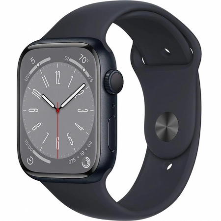 фото главное Умные часы Apple Watch Series 8 45 мм, GPS, алюминий «тёмная ночь», спортивный ремешок «тёмная ночь»