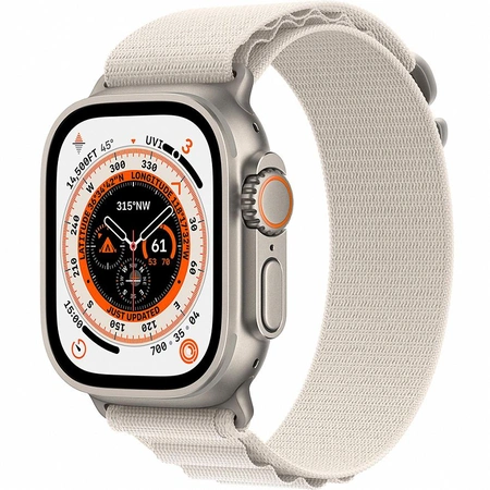 Фото-1 Умные часы Apple Watch Ultra 49 мм, GPS + Cellular, титан, ремешок Alpine «Сияющая звезда»