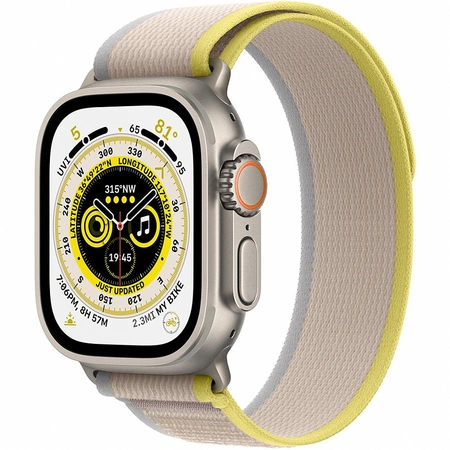 фото главное Умные часы Apple Watch Ultra 49 мм, GPS + Cellular, титан, ремешок Trail жёлтый / бежевый
