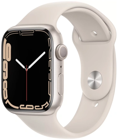 фото главное Часы Apple Watch Series 7 GPS 45mm Aluminum Case with Sport Band (Белый/ Сияющая звезда)